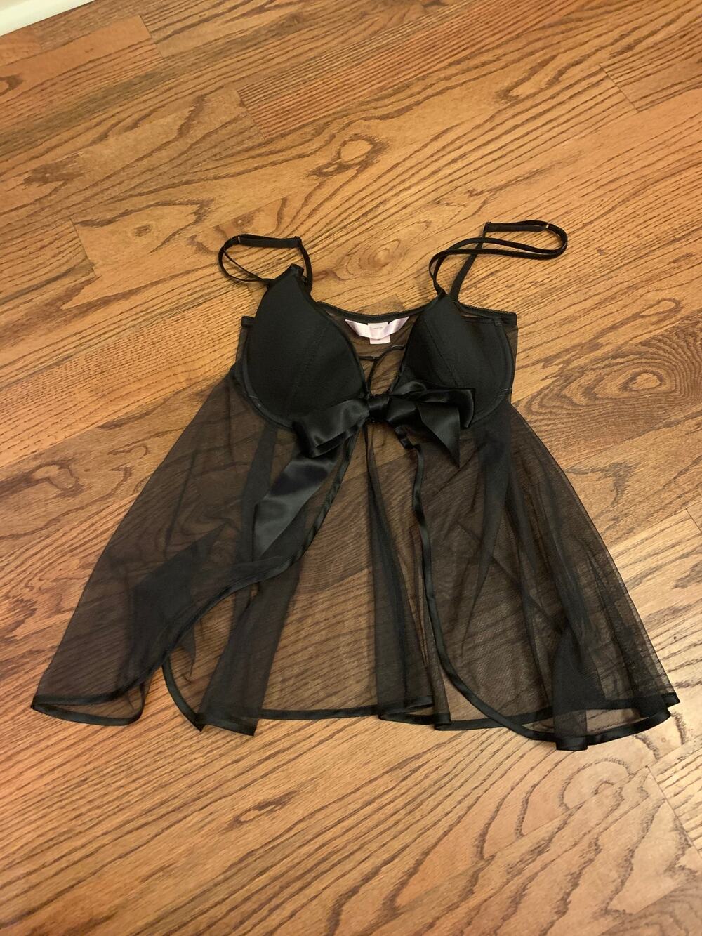 Victoria's Secret Black Sheer Babydoll Lingerie Dress- Medium